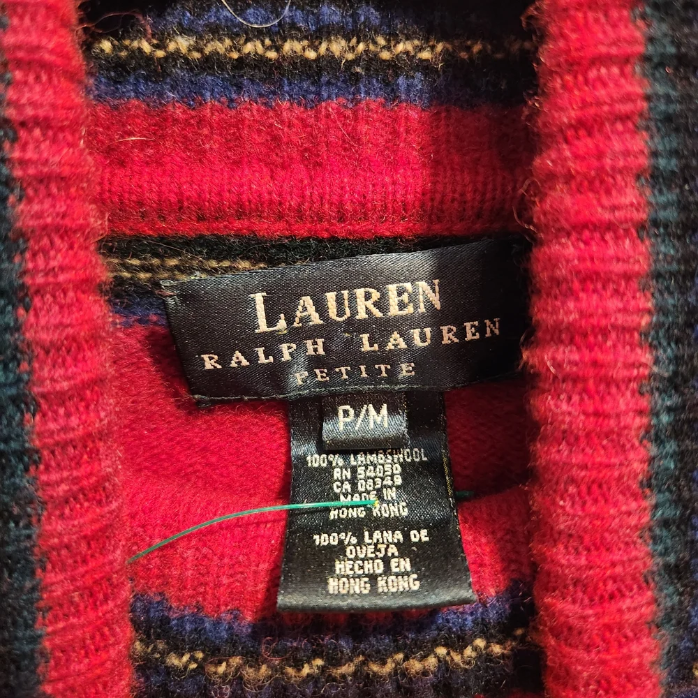 Lauren Ralph Lauren Petite Wool Striped Turtleneck Sweater P/M - Picture 3 of 3